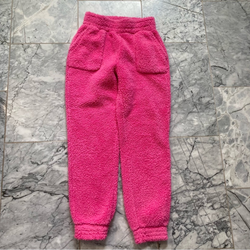 NO BOUNDARIES Hot Pink Faux Fur Teddy Sherpa Jogging Sweat Pants